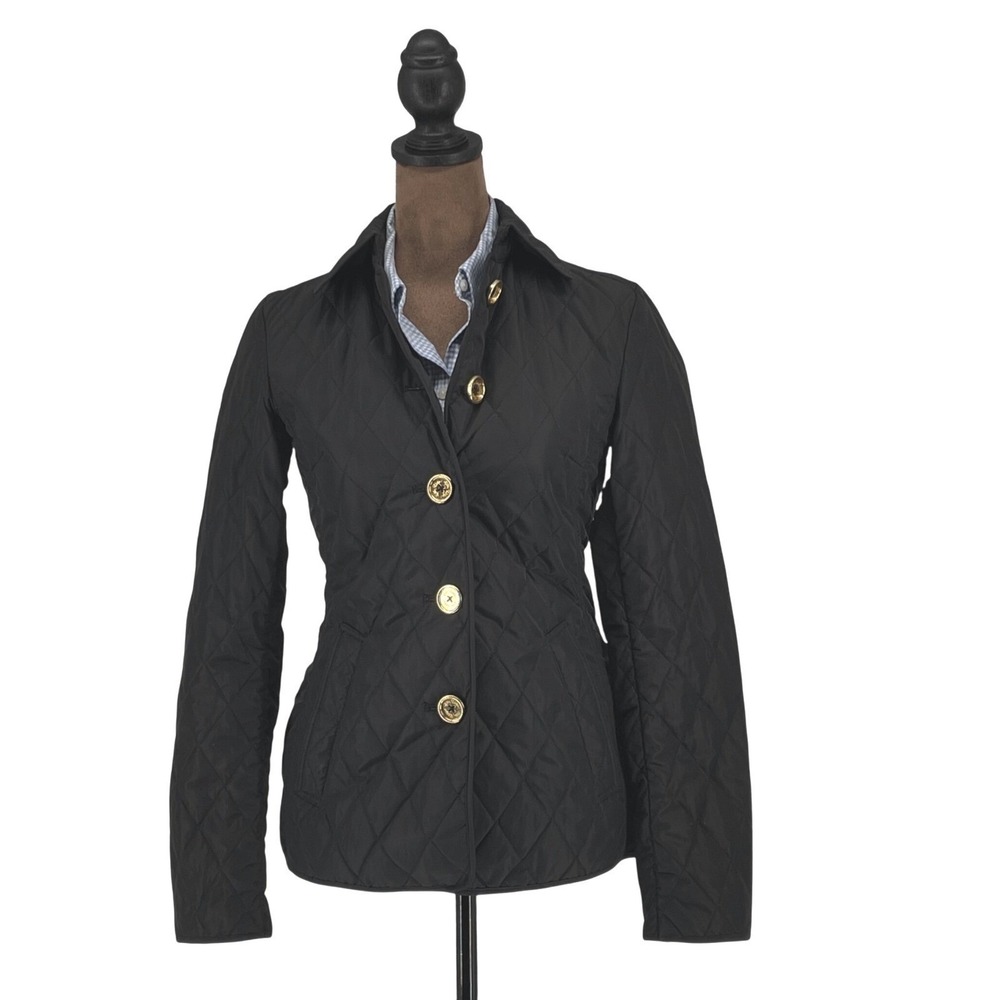 Lilly Pulitzer XXS Quilted Jacket Black Gold Button Colorful Lining Cuff Design - Picture 2 of 16